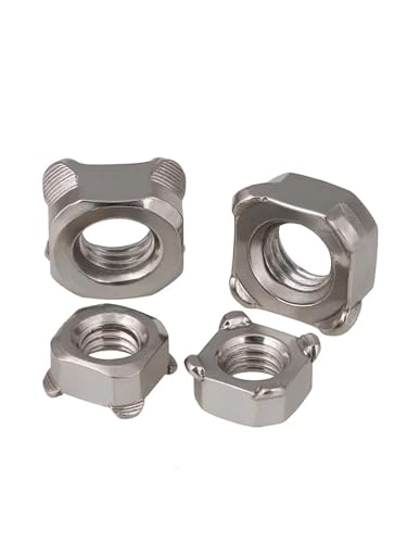 tuercas de soldadura cuadradas de acero, M3 M4 M5 M6 M8 M10 M12 304 tuerca cuadrada de acero inoxidable tipo A tapa de tornillo de soldadura por puntos de cuatro esquinas tipo B(Type a,M3-10pcs)