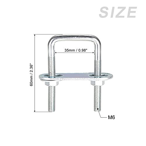 Image of METALLIXITY U Bolts 2 Sets (M6x35x60mm), Square U Bolt Carbon Steel with Accessories - for Construction, Pipe