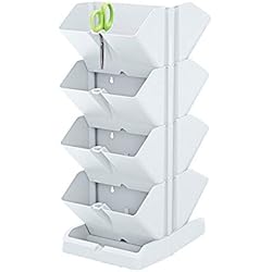 Mobiliario Urbano Maceteros Pack 2 maceteros verticales Prosperplast Mini Cascade de plastico en color blanco 19,5 (largo) x 11,4 (ancho) x 47,5 (alto) cm con 2 tijeras de jardin