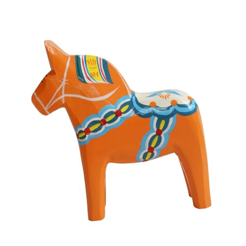 Fenteer Estatua de Caballo Dala Sueco, Adorno de Escritorio, Escultura Animal para decoración de Centro de Mesa, Naranja