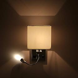 Lamparas De Pared Velador OurLeeme Lámpara de pared, lámpara de pared mesita de noche 2 en 1 con lámpara de lectura LED flexible para el dormitorio de la sala de estar (bombilla no incluida) (1 luz con USB)