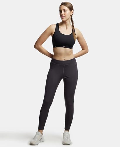 Image of Jockey AP20 Women Wirefree Padded Tactel Nylon Elastane Stretch Full Coverage Racerback Styling Active Sports Bra with StayFresh and StayDry Treatment