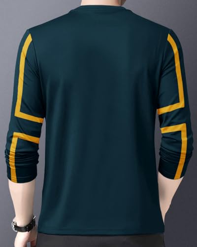 Image of Noble Monk Men Full Sleeve Round Neck T-Shirt | Printed Sleeves |Regular fit Tshirt for Men