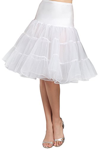 Wowbridal HS00002-W-1 Women'S Women Vintage Short Petticoat Net Underskirt 26 Inch Length Tutu Size S White thumb #1