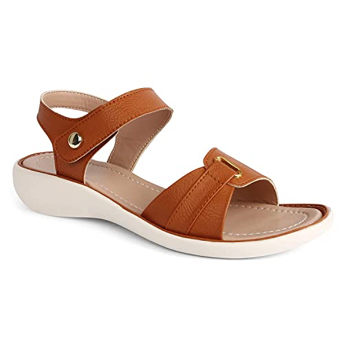 Image of MADANA Women's /Ladies /Female's /Girl Synthetic Leather Casual Daily /Office, College wear Stylish Fancy Flat sandals
