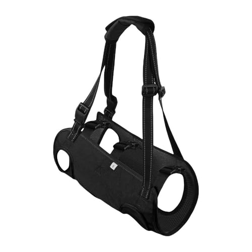 YAKINO 高齢犬、障害犬、リハビリ旅行、胸部と背中、調節可能な牽引ロープ用のペット補助ベルト (ブラック,XL)