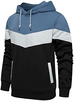 Safeeye Men's Fashion Hoodies Sweatshirts Novelty Color Block Pullover Fleece Hoodie Casual Long Sleeve Sport Outwear Sweatshirt Blue L