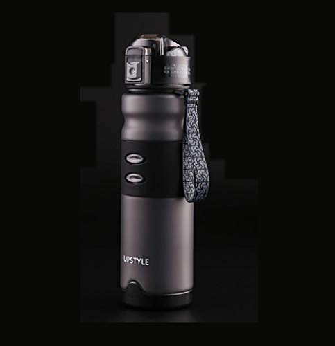 Kreative Trend tragbare Sport und Fitness Wasserflasche/Kunststoff große Kapazität im Freien Erwachsene Stroh Wasserflasche Farbe: schwarz