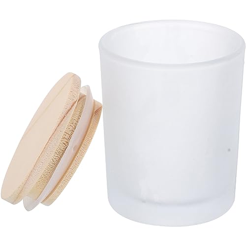 HOMSFOU Candles Frosted Glass Candle Jars with Lids Empty Candle Tins Votive Candle Cups Scented Candle Containers for Making Candles White Candle Holder