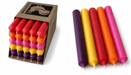 Kerzenfarm Hahn Stabkerzen Bunt Kerzenset 25 Stück - Premium Qualität Made in Germany - 22mm Durchmesser 18cm Länge bunte Kerzen durchgefärbt - Stabkerzen pastellfarben - Tafelkerzen Set 7