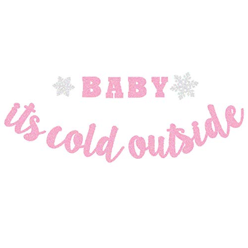 Baby It's Cold Outside Banner Winter Pink Snowflake Baby Shower Birthday Girl Party Decorations Christmas Winter Holiday Party Supplies Decorations Photo Props