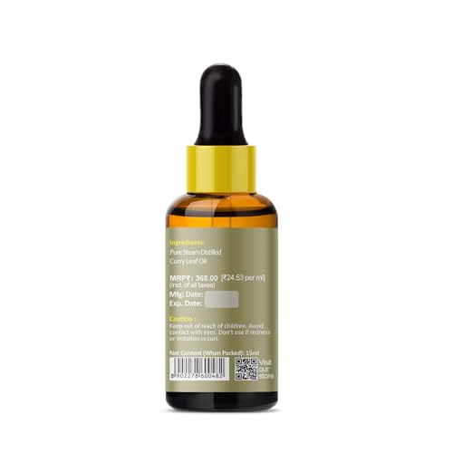 Image of PRZ Curry Leaf Essential Oil (15ML) - Pure Natural & Therapeutic Grade Oil For Aromatherapy, Skin Care & Hair Care