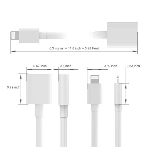 EMATETEK Cable Extension Cord Female to Male Transfer Video Audio Music Data and Power Charge. 2PCS 1Foot Female to Male Extender Cable Connector Cord Made of White or Balck PVC. - Thumbnail 5