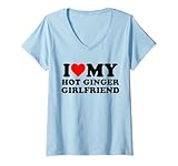 donna i love my hot ginger girlfriend gf maglietta con collo a v