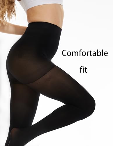 Image of CozyWow 80D Control Top Opaque Tights for Women Matte Pantyhose High Waist