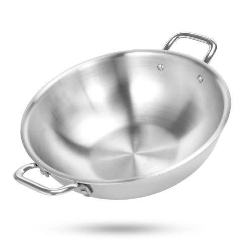 Image of HORNBILLS Triply Stainless Steel Kadai with Glass Lid, 1.8 L, 20 cm