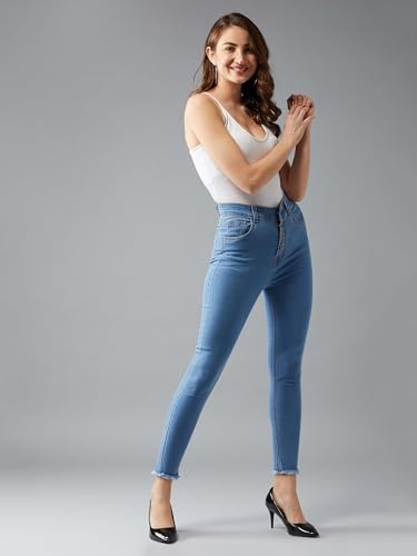 Image of Dolce Crudo Women's Skinny Fit High Rise Cropped Length Stretchable Denim Jeans