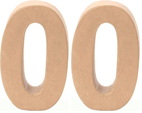 GLOREX 6 2029 140 - Papp - Zahl 0, aus brauner Pappe, ca. 17,5 X 5,5 cm groß, zum bemalen und bekleben, für Serviettentechnik und Décopatch, ideal als Dekoration (Packung mit 2)