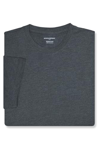 Banana Republic Factory Men's 532967 Crewneck Premium Wash T-Shirt (Large, Heather Charcoal Grey)