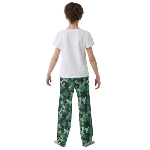 Boys' Pants Dark Green Trendy Camo Long Bottoms Jogger Pants Elastic Waist Trousers with Pockets S-XL3