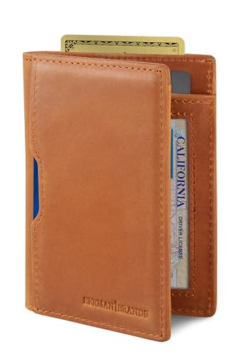 SERMAN BRANDS - Wallets for Men Slim Mens leather RFID Blocking Minimalist Card Front Pocket Bifold Travel Thin
