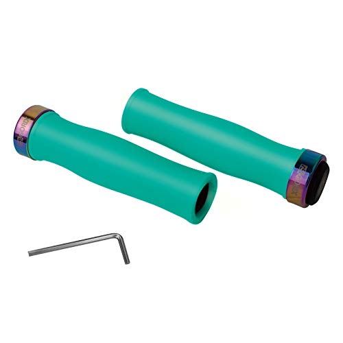 GORIX(ゴリックス) 自転車 グリップ シリコン (GX-72) ロックオンタイプ・衝撃吸収・ハンドル グリップ [MTB・クロスバイク他] オイルスリックリング チェレステ