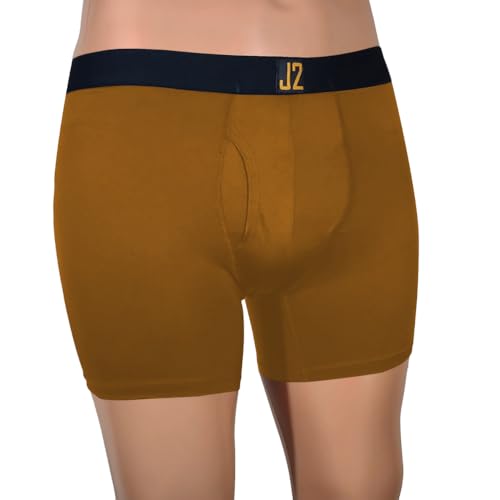 J2 Ultimate Comfort Men's Boxer Briefs - Cool Dri Moisture Wicking, Flexible Waistband, 3-Pack (Black, Gray, GoldBrown)4