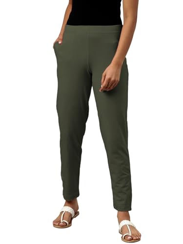 Image of GO COLORS Soft Cotton Stretch Kurti Pants Full Length for Women| Breathable, Mid Rise