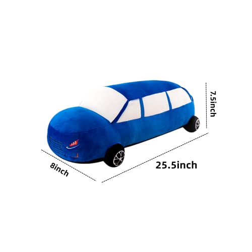 Image of Car Plush Toy Soft Stuffed Car Plush Pillow Toy CuteTractor Cartoon Throw Pillow Plushie Gifts for Kids Birthday Christmas Party (Long Sedan)