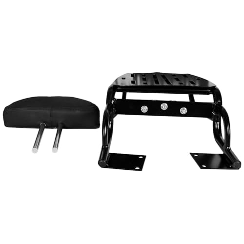Image of Mv Metal Harley Style Adjustable Cushion Backrest with Carrier, Pillion Support Compatible for Bike Enfield Hunter 350 - Black