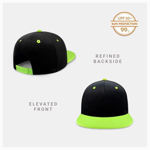 Image of CHOK.LIDS Flat Bill Visor Classic Snapback Hat Blank Adjustable Brim High Top End Trendy Color Style Plain Tone Baseball Cap