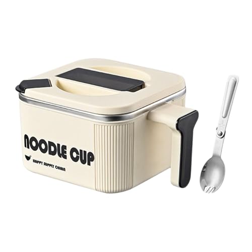 Mppchhn Bol Para Fideos Microondas,Rápido Impermeable Con Cuchara De Mango | Gran Bol Para Fideos Y Hacedor De Pasta,Para Adultos Hogar Cocina Residencia Universitaria Oficina Para Almuerzo Y Cena