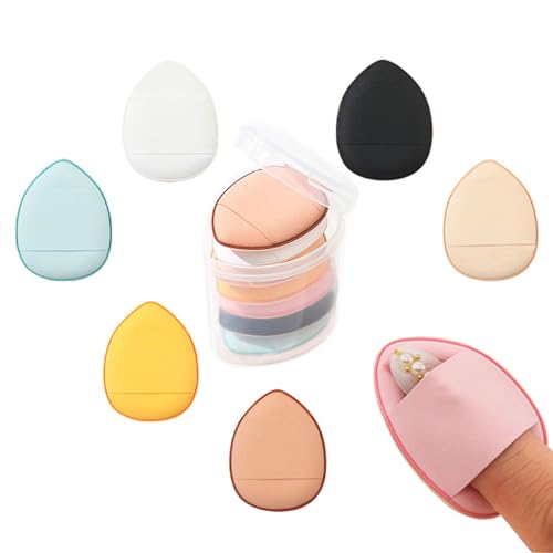 HZAOPZE 14 pcs Mini Polvo Puff - cojín Triangular Ajuste de Maquillaje Facial Cepillo de Esponja para Dedos licuadora de Belleza para Corrector de Base Herramienta cosmética(7 Colores)