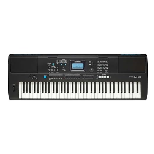 Yamaha PSR-EW425 - Teclado digital versátil y portátil con 76 teclas sensibles a la pulsación, 820 voces y panel de control LCD, negro