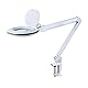 Lumeno 8613GR Lupenleuchte Arbeitsplatzlampe mit großer ovalen Linse 110x150 mm, 60 LEDs in 2 Stufen dimmbar, perfekt als Lesehilfe, für die Kosmetik oder zum Löten, 3 Dioptrien grau mit Tischstativ