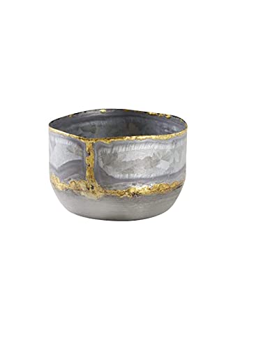 Serene Spaces Living Decorative Zinc Bowl with a Touch of Gold, Modern Accent Piece, Measures 3.25