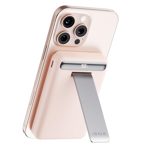 iWALK Qi2 Certificato 15W Power Bank Magnetico Wireless, 10000mAh Caricatore Portatile con Supporto Regolabile & Display LED, Ricarica Rapida per iPhone 16/15/14/13/12 Pro/Pro Max/Plus/Mini