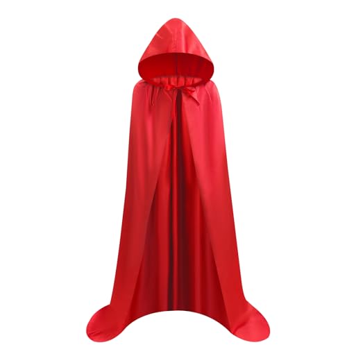 Proumhang Capa comprida, com capuz medieval, vampiro, fato de bruxa, mulher, Halloween, disfarce, carnaval, Natal, adulto