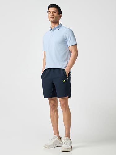Image of TECHNOSPORT Men Solid Slim Fit Sports Shorts Techno LITE UPF50+ Polyester Mid Rise Drawstring Shorts Pant for Men Gym Workout Running Cricket Casual Quick Dry