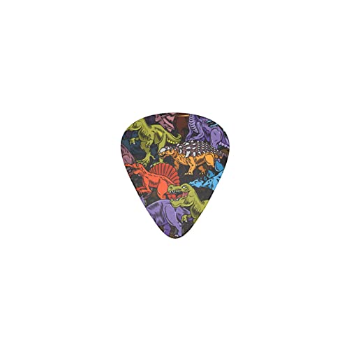 カラフルな恐竜 デザインギターピック guitar pick ティアドロップ型 エレキギター/アコースティックギター/クラシックギター/ベース等の練習に最適な12枚セット