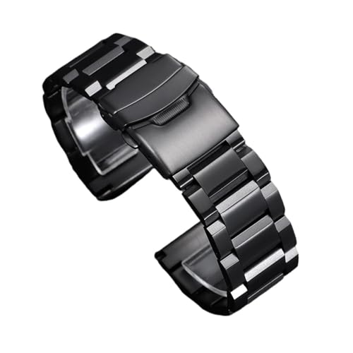Bracelet montre noir 20mm en acier massif contre l'usure
