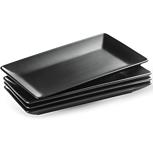 YHOSSEUN Ceramic Serving Platters Set of 4 9.8 In Black Rectangular Plates
