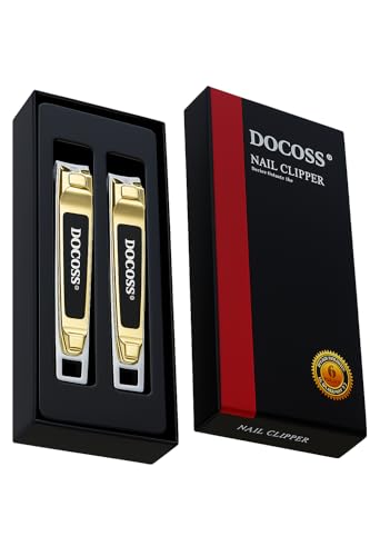 Image of DOCOSS Premium Proffessional Stainless Steel Nail Cutter Set For Men,Women,Adults -Nail Clippers & Trimmers With Filer-Sharp,Smooth Japanese Nailcutter For Adults (Pack Of 2) (Gold)