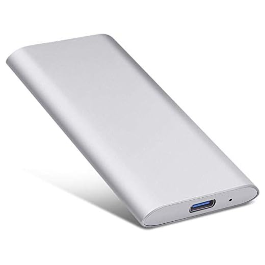 Bärbar 8 TB extern hårddisk HDD USB-C USB 3.1 Ultra Slim Hard Drive lagring extern för PC, Mac, stationär dator, PlayStation etc (8 TB, silver)