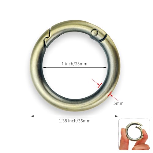 Image of Gkeygo Key Ring Clip, 1 Inch Keychain Rings, 8 Pack Round Carabiner Clip for Keys, Buckle, Bags, Purses - Key Chain Hooks Replacement Keychains Lanyard DIY Crafts, Bronze