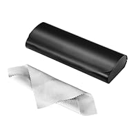 FINTIE Brillenetui Metall Aluminium - Tragbare Hardcase Flach Brillen Etui mit Brillenputztuch für Herren und Damen, Schwarz