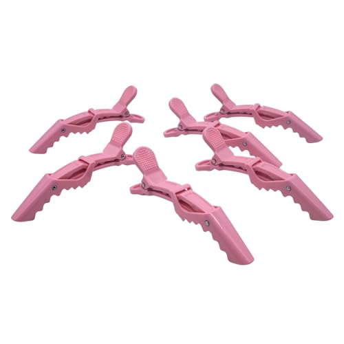 Kit Grampos Clips Crocodilo Rosa Jacaré Presilha Para Cabelo Com 6 unidades para Modelagem e Pentead