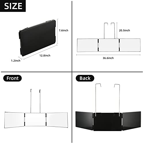 Essbhach 3 Way Mirror For Hair Cutting, 360 Barber Mirror For Women, Barber Supplies Shower Mirror, Height Adjustable Hooks, Gift For Dad Mom, Black Without Led #TOP4