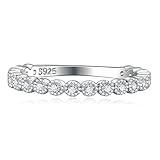 Aotiwe Bague Femme Alliance Pas Cher, Bijoux Femme Vintage Zircon Pavé Anneau Tour Plaqué Argent Taille 57.5