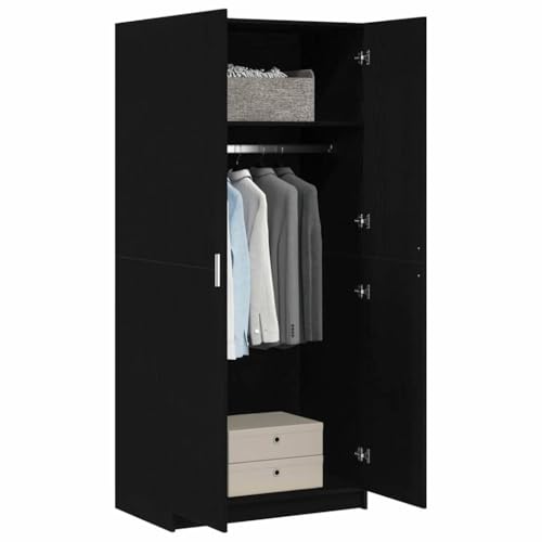 vidaXL Armoire avec Stockage Noir 80 x 51 x 180 cm Bois d'ingénierie, Garde-Robe Moderne et...